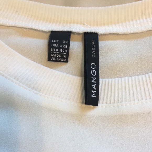 Mango Sheer One Pocket White Tee, XXS - Picture 7 of 9